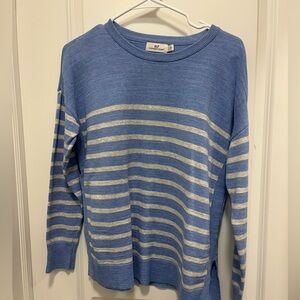 Vineyard Vines Classic Blue And Cream Striped Sweater Size Small